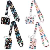 lx945 cats dogs animals doctor nurse lanyard cartoons phone rope credit id card holder keychain hang straps charm badge holder