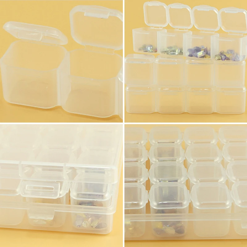 

28 Girds Nail Art Storage Case Plastic Storage Box Diamond Painting Kits Nail Art Rhinestone Tool Beads Case Organizer Holder