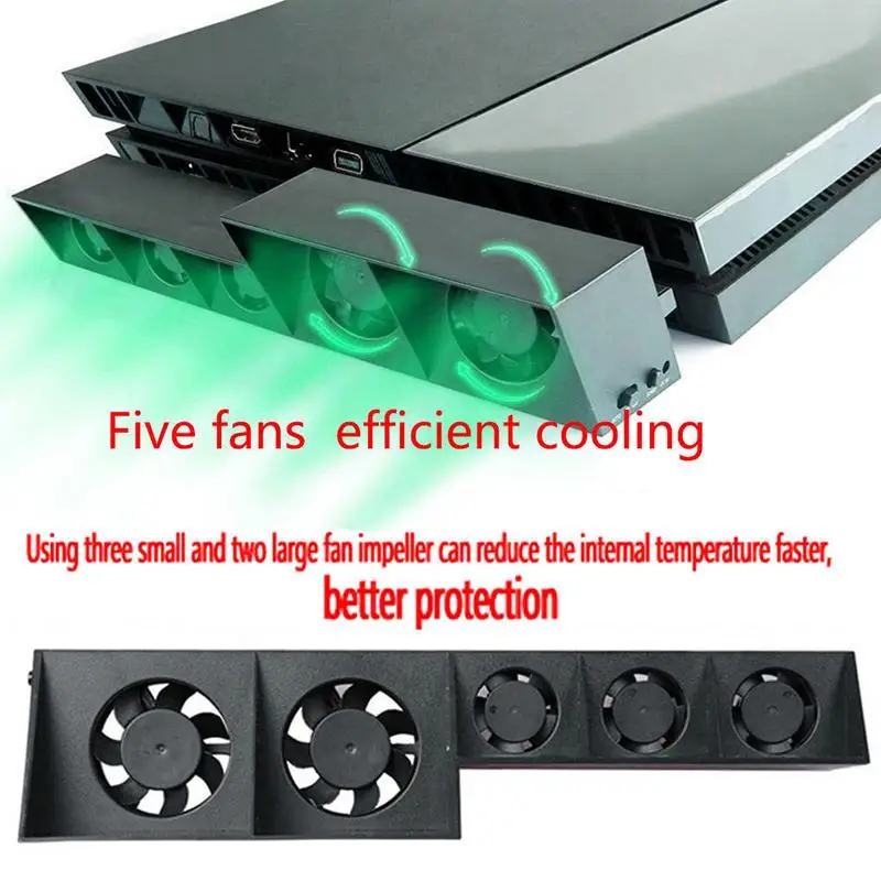 

Вентилятор Охлаждающий для консоли PS4, внешний 5-вентилятор с контролем температуры Super Turbo для консоли Playstation 4