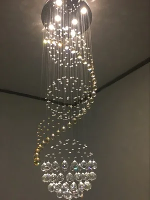 

FUMAT K9 Crystal Chandelier Ceiling Modern Artistic Spiral Crystal Lamp Hotel Lustre Stair LED Large Light Fixtures Chandeliers