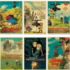 Hayao Miyazaki, мультяшный фильм ховль движущийся замок, высокое качество, Ретро плакат, холст, печать, настенное украшение для дома, бара, кафе