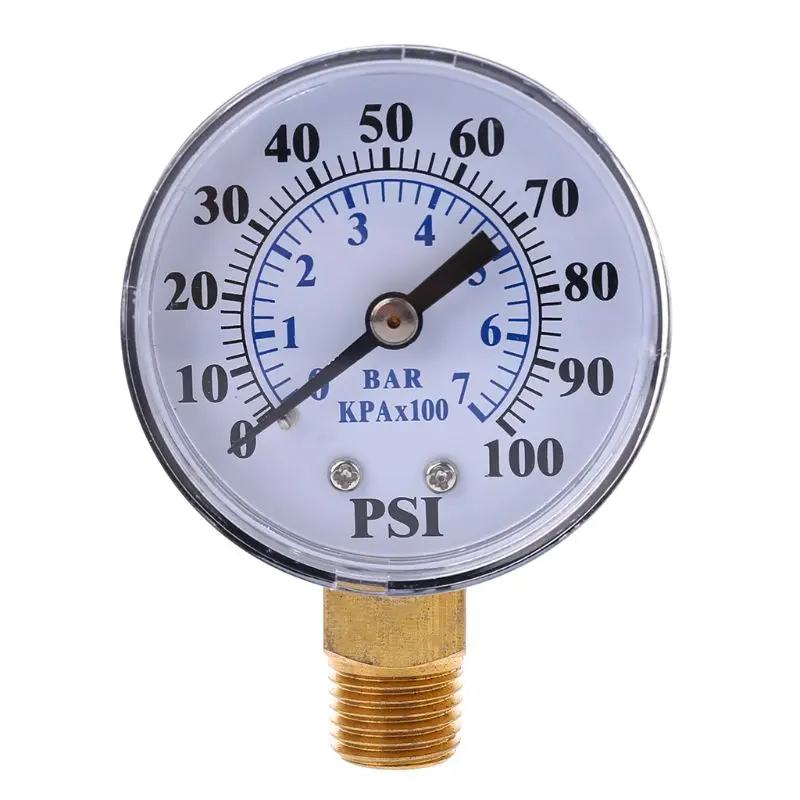 

Well Pump Pressure Gauge 1/4'' NPT Thread 0-100 PSI 0-7 Bar Water Air Gas Pressure Monitor 32CC