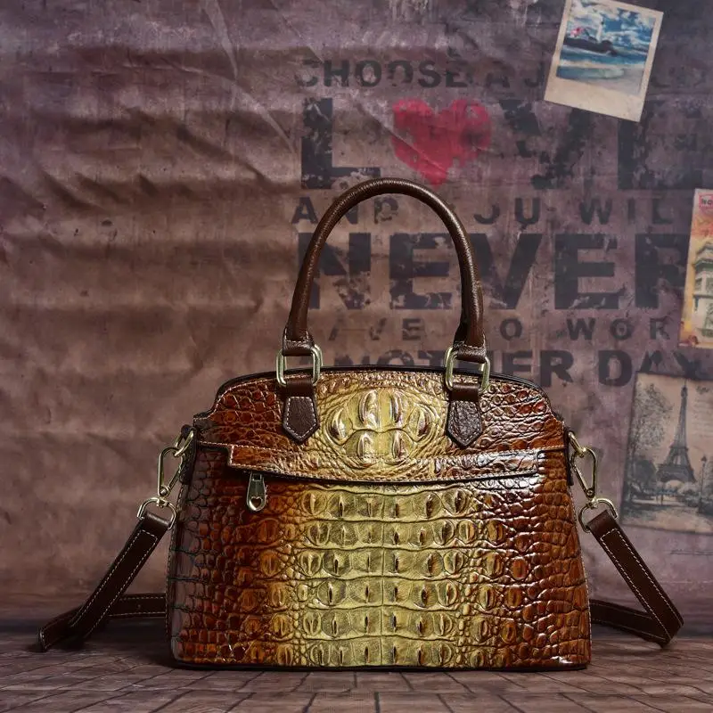 

Alligator Pattern Luxury Handbags 2021 New Genuine Leather Vintage Women Bag Leisure Cowhide Shoulder & Crossbody Bags