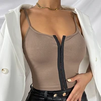 women cut bralette top low bustier backless sexy lady ribbed strap camis cropped vest spaghetti crop tank corset slim camisoles