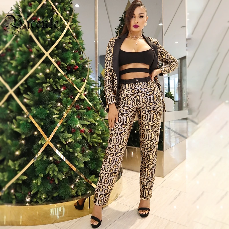 Лидер продаж 2020 модные комплекты из двух предметов с блестками и отложным