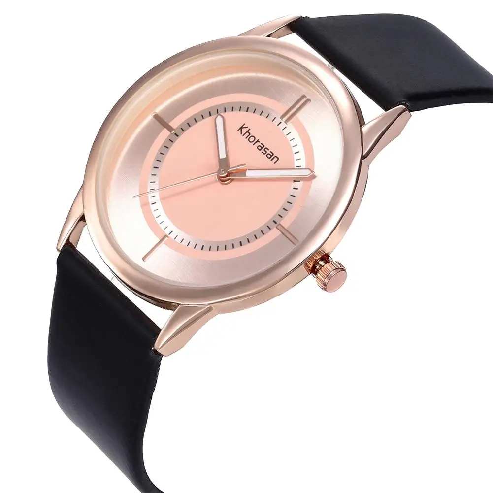 

No Number Analog Round Dial Minimalism Faux Leather Band Lady Quartz Wrist Watch New Ladies Dress Watches Gift Luxury Fashionabl
