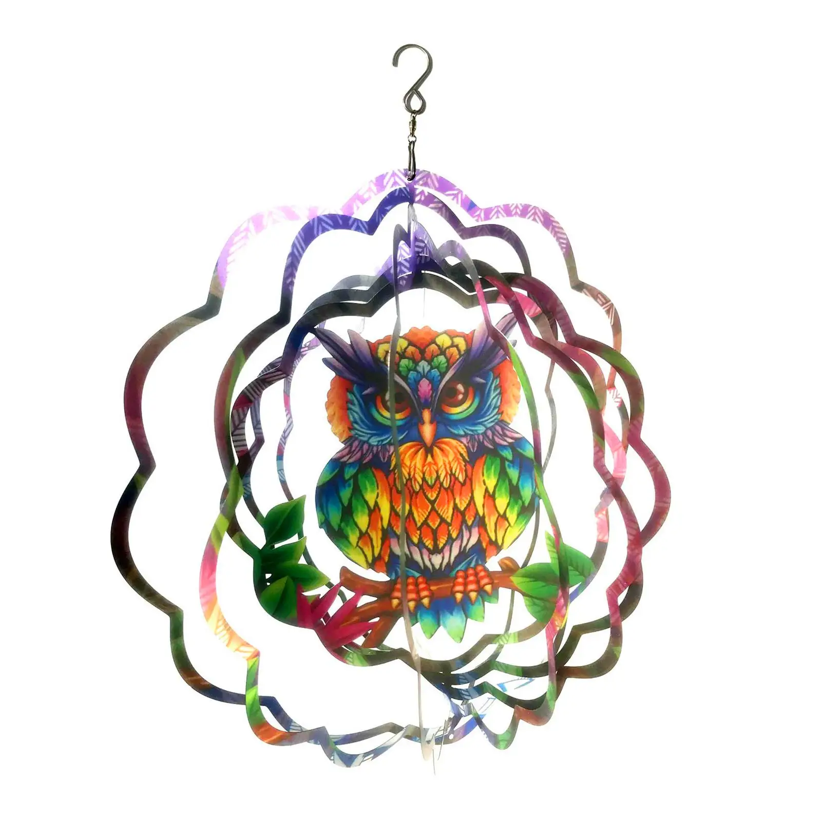 

Красочная лесная сова, вращающаяся ветряная музыка, Настенный декор, креативное оформление для спальни, детской комнаты, окна, 3D визуальный ...