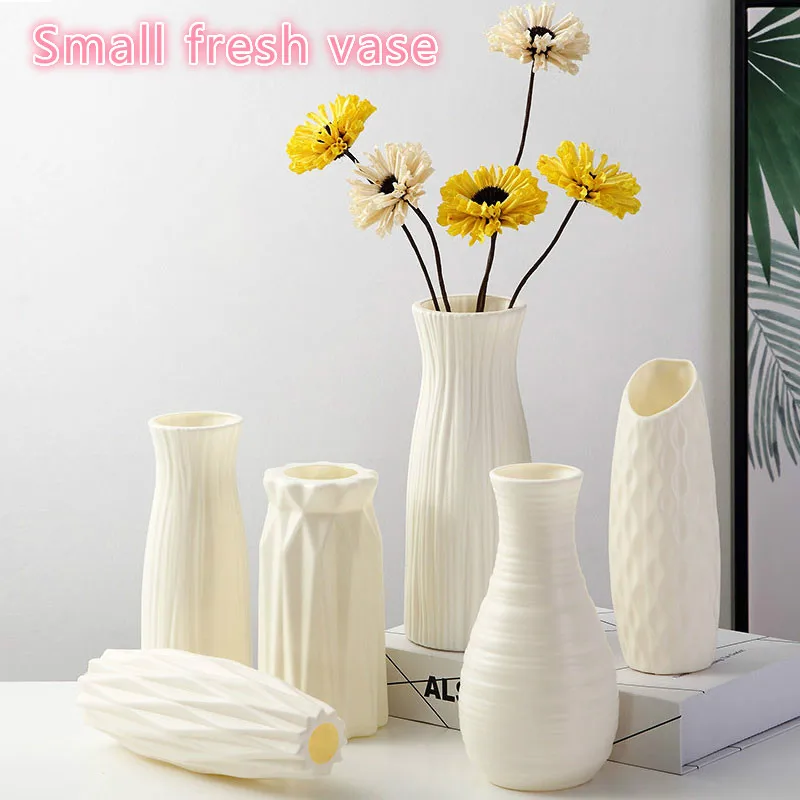 

2021 New Nordic Plastic Vase Home Decorations Ornaments Creative Simple Small Fresh Vase Romantic Atmosphere To Make Props Gifts
