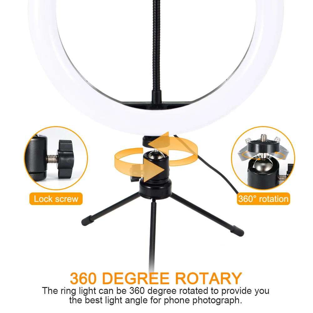 

Photography LED Ring Fill Light Dimmable Camera Phone Ring Lamp With Table Tripods For Makeup Video Live Studio
