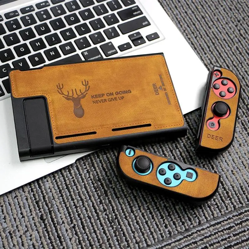 Brown Shell Тканевый чехол, силиконовый защитный чехол для задней панели Joy-Con, защита от пота, для переключателя с переключателем, с защитой экрана - Цвет: Brown Shell
