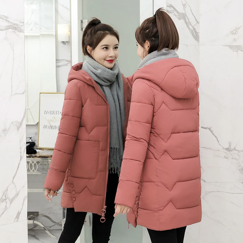 2021 Winter New Women Jacket Coats Slim Parkas Female Down cotton Hooded Overcoat Thicken Warm Jackets Loose Casual Student Coat