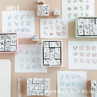 12 stamps for scrapbooking kindergarten fun puzzle children rubber stamps kawaii cats small animals wooden stamp set