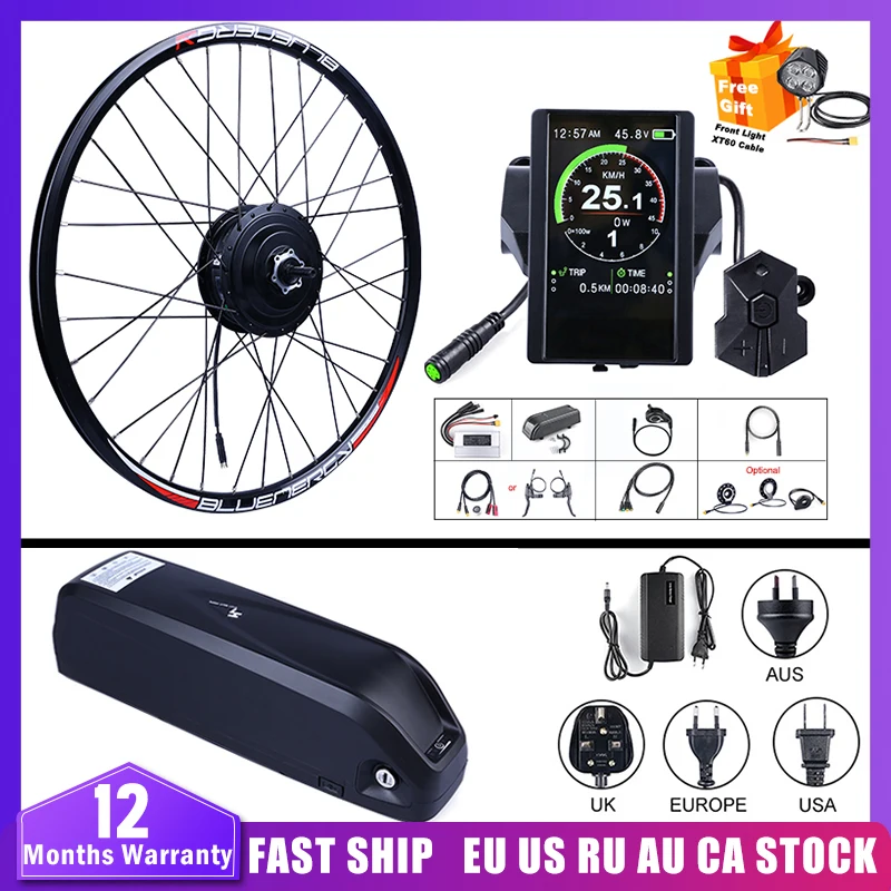 

Bafang 48V 500W Front Hub Motor Brushless Gear Bicycle Electric Bike Conversion Kit 20 26 27.5 700C inch Engine 17.5Ah Battery