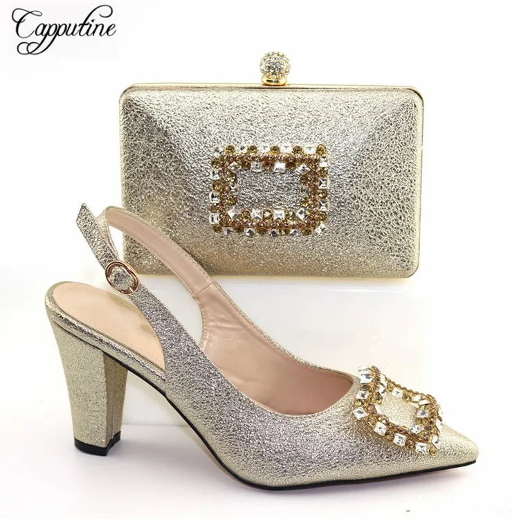 Женские туфли-лодочки цвета шампанского на высоком каблуке набор обуви и сумок с