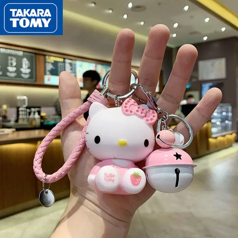 

TAKARA TOMY fashion cartoon Hello Kitty keychain doll cute creative car school bag pendant chain ring ring small pendant
