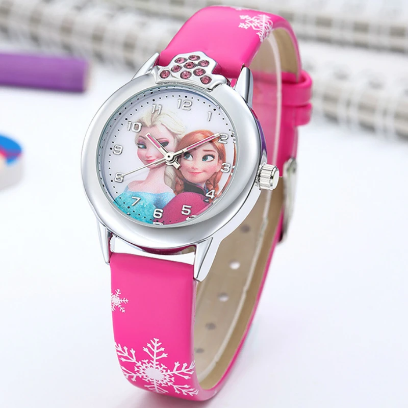 Elsa montre filles Elsa princesse enfants montres bracelet en cuir mignon enfants dessin animé montres cadeaux pour enfants fille horloge congelée