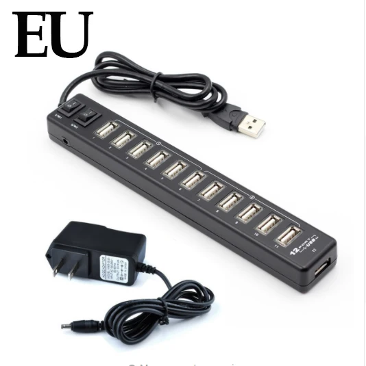 Black 12 EU HUG Usb-хаб 4/7/12 Порты и разъёмы расширитель адаптер USB 3,0 концентратор Мульти USB разветвитель 2,0 хаб 3 концентратор 3,0 несколько USB3.0 сетевой концентратор USB кард-ридер для ПК - Цвет: Black 12 EU HUG