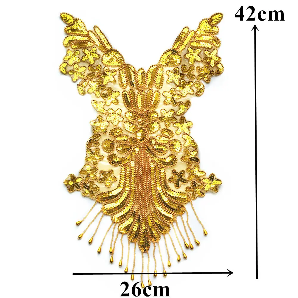 Золотые блестки кружевные тканевые бусины барочный воротник мечты вышивка