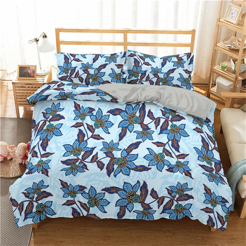 

Nordic Case 3D Boho Print Flower Quilt For Double Bed 2/3pcs Luxury polyester Bedding Set With Pillowcase Home Textiles