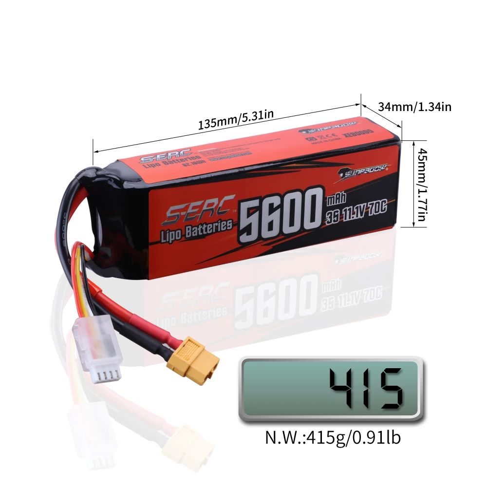 аккумулятор lipo sunpadow 111 в 3s 5600 мач 70c с ра