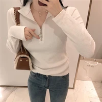 zipper half turtleneck sweaters women solid slim autumn winter clothes 2020 sueter mujer basic fashion long sleeve pullovers