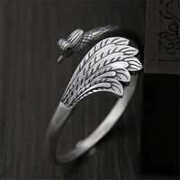 925 sterling silver old silver craftsman hand crafted delicate carving bright face phoenix opening womens bracelet jewelry