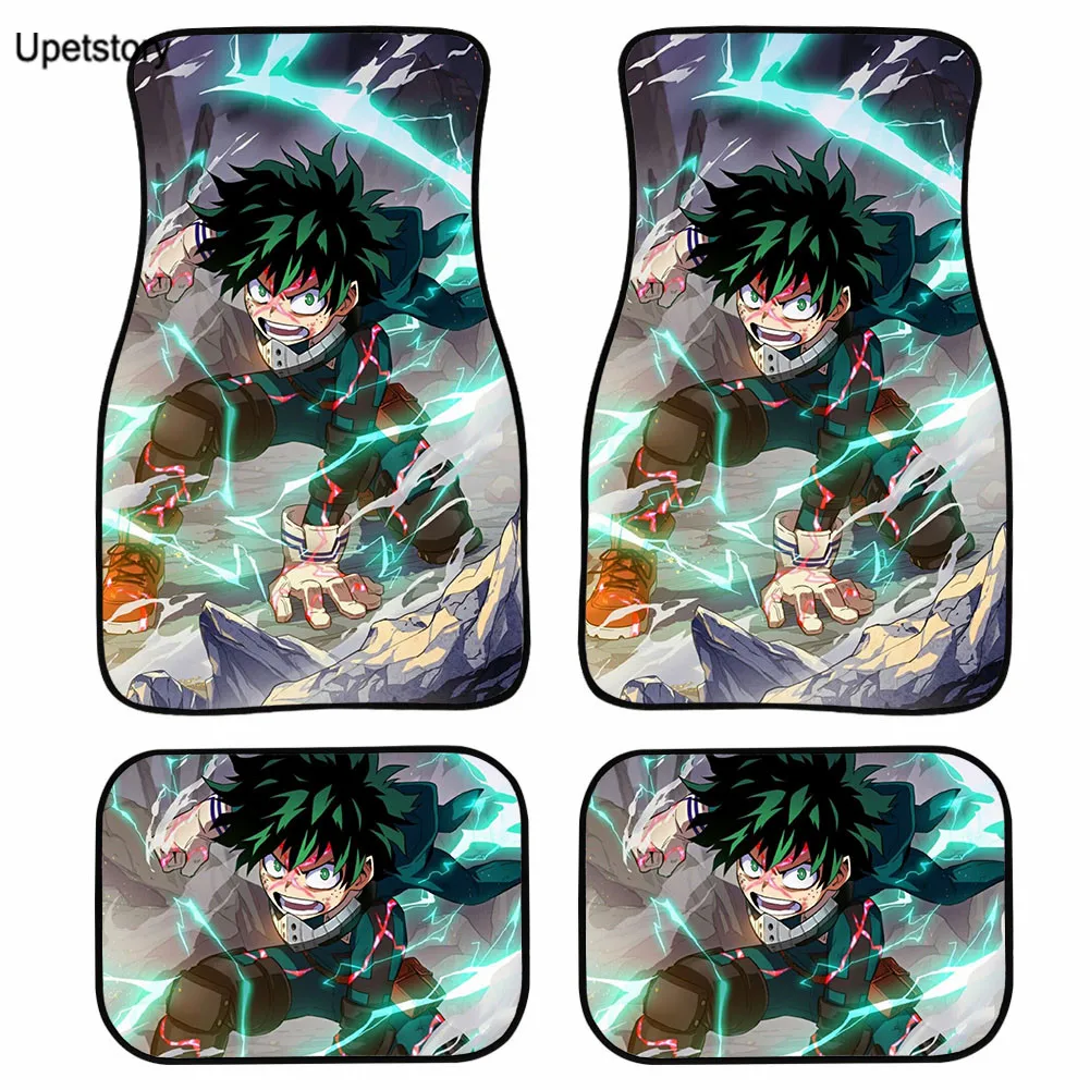 

Upetstory My Hero Academia Printed Anti-Slip Carpet Rug Set of 4 Car Floor Mats All Weather Front and Rear Car Carpet Floor Mats