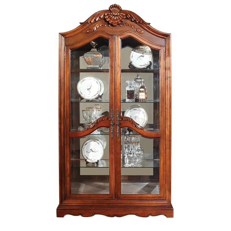 Классический обеденный сервант деревянный стеклянный шкаф для обеда