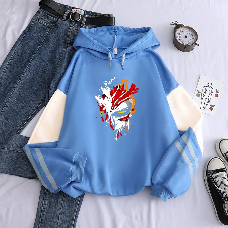 Крутая маска Kurosaki Ichigo отбеливатель Harajuku аниме толстовки с длинным рукавом