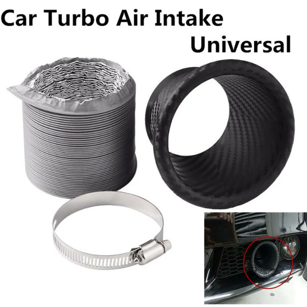 Universal Set Turbo Air Intake Pipe ABS Black Bumper Turbine Funnel 108x108x70mm
