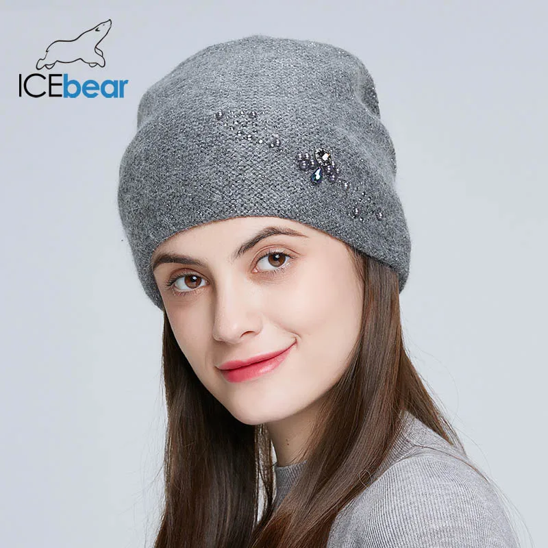 ICEbear Зимние трикотажные шапки для женщин Россия повседневные шапочки Ангорский