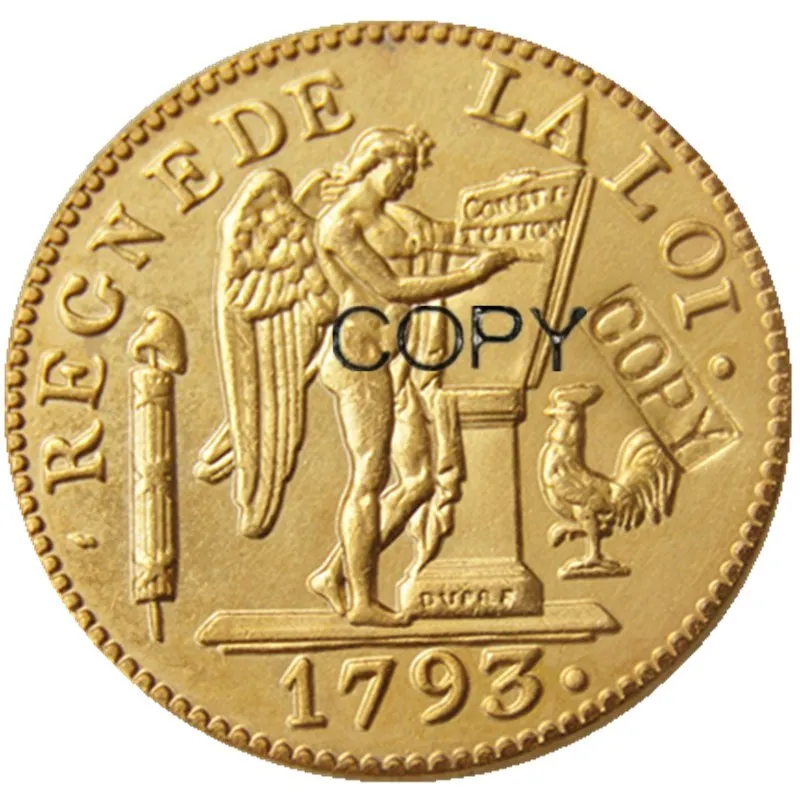 

France A Set Of(1793A 1793D 1793W) 3pcs 24LIVRES Gold Plated Copy Coins