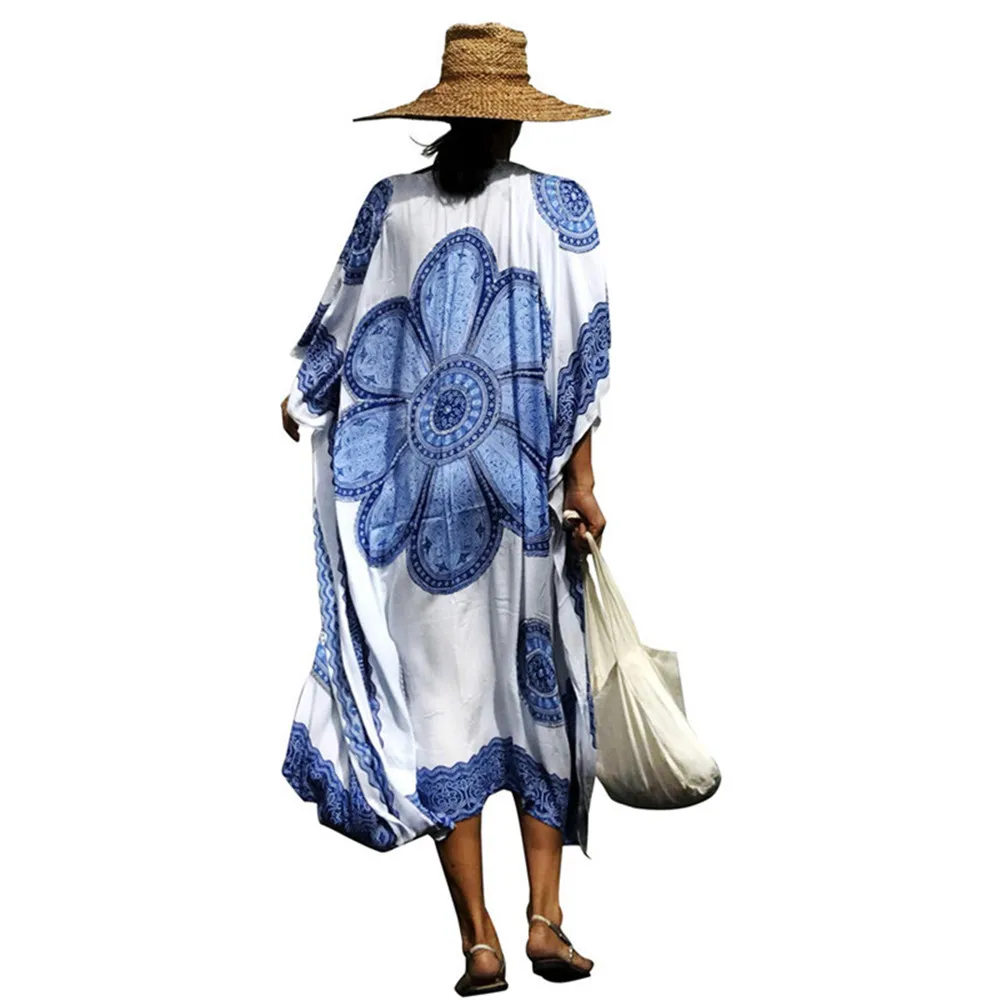 2018 бикини накидка женское пляжное платье с цветочным принтом халат de Plage