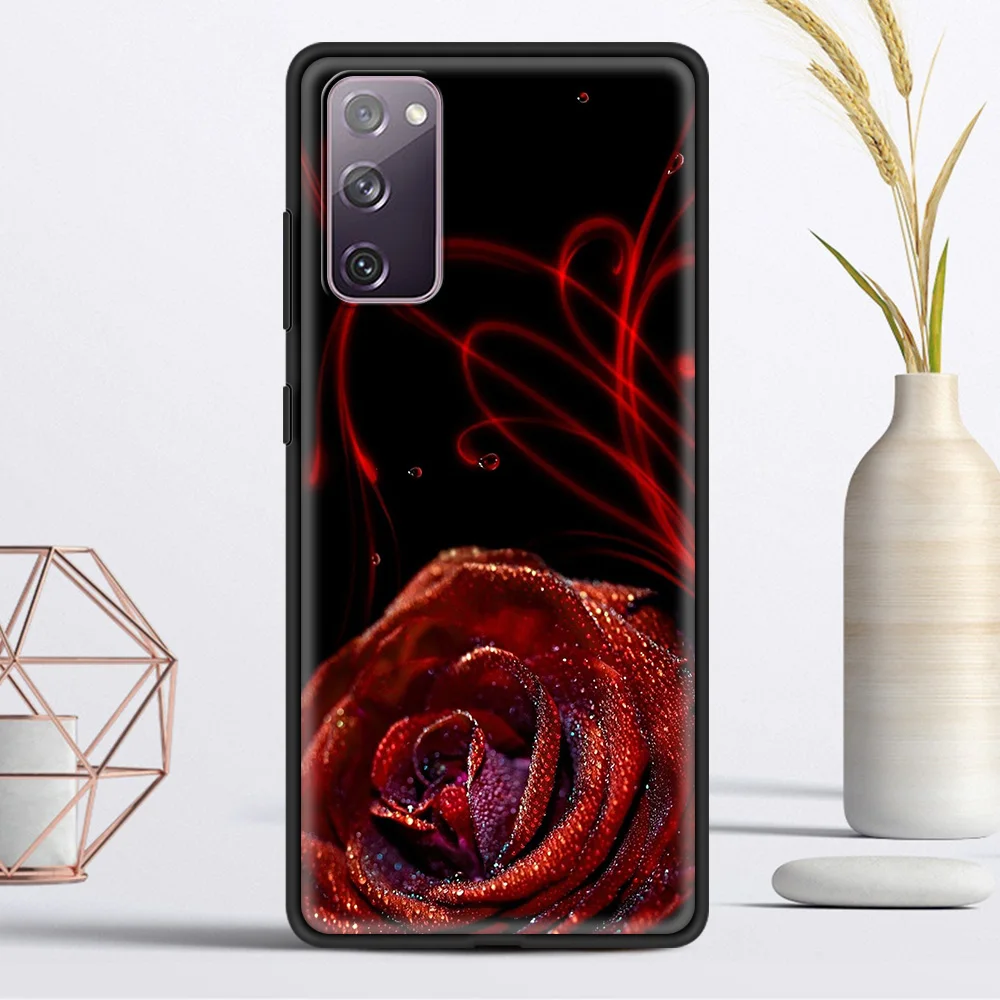 

Red Roses phone Accessories Soft Cover for Samsung Galaxy S21 S20 Ultra S20 FE S10 Lite S10E S9 Plus Luxury Case