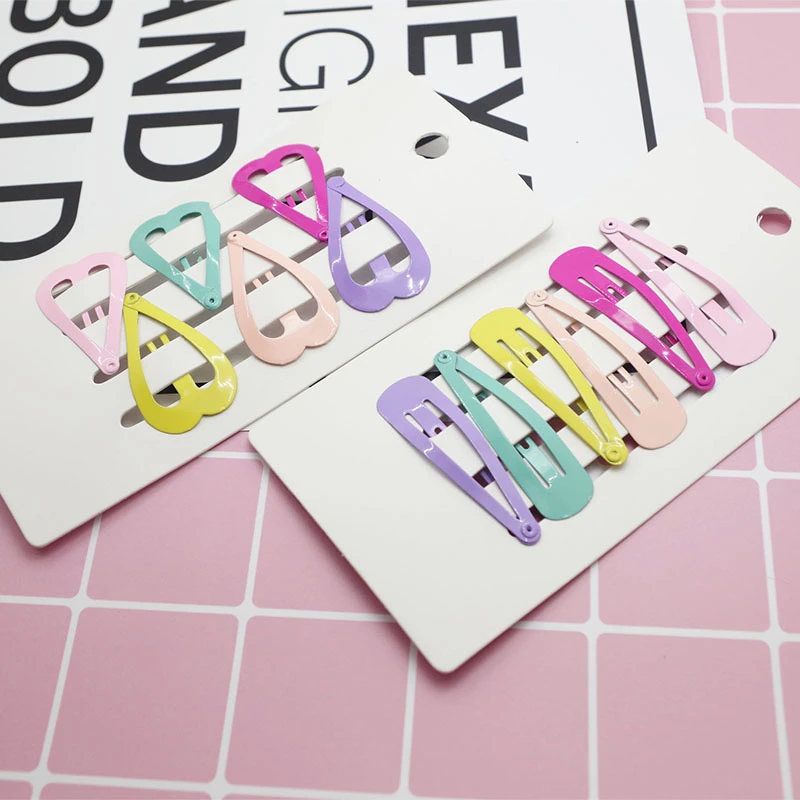 

6PCS Korean Children's Hair Accessories Candy Colors Barrettes Baby Girls Hairpins Cute Heart Waterdrop Shape Princess BB Clips