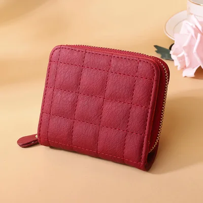 

Женские короткие кошельки из искусственной кожи, Женские клетчатые кошельки, кошелек из нубука с держателем для карт, Модный женский малень...
