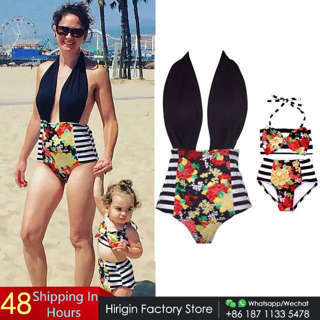 2017 Monther&ampDaughter Womens&ampBaby Girls One-piece Suits Family Match Bikinis Swimwear Swimsuit Women&amp1-6Y Beachwear Belt | Спорт и