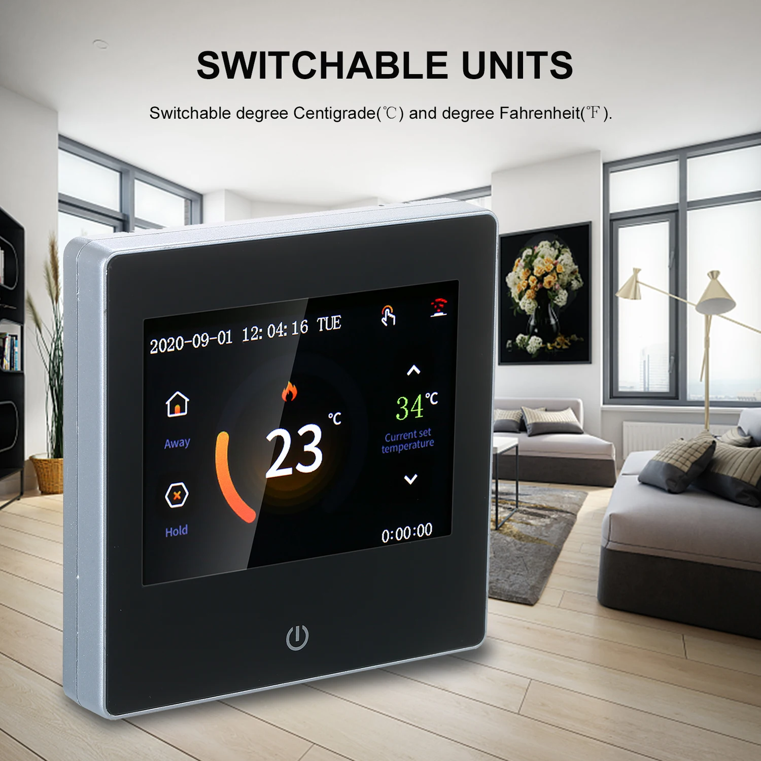 Цифровой термостат программируемый на неделю с Wi-Fi сенсорным ЖК-экраном