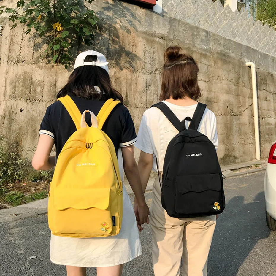 Женская сумка рюкзак для путешествий Harajuku вышивка подсолнухом школьный колледжа