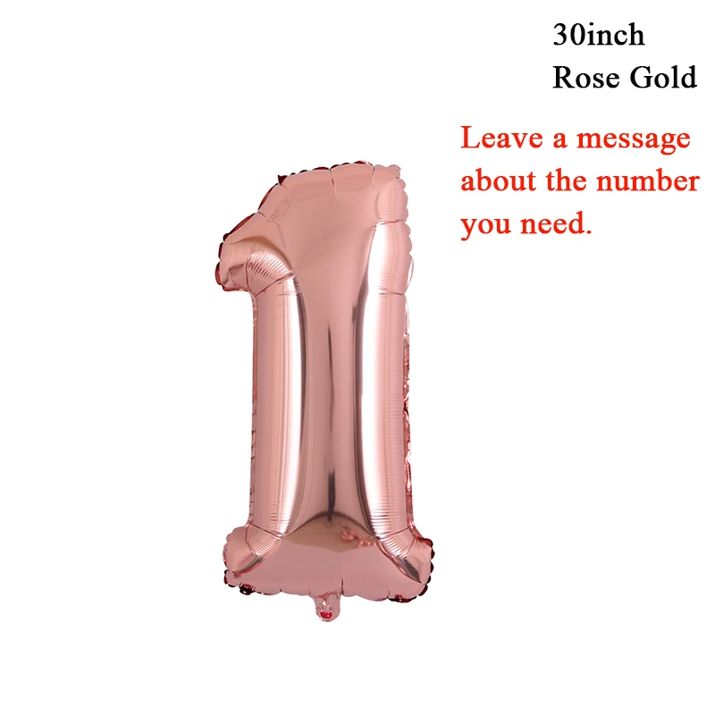1pcs rose gold Вечерние шары в стиле сафари в джунглях, латексные шары в виде животных, воздушные гелиевые шары с цифрами, декор для детского дня рождения - Цвет: 1pcs rose gold