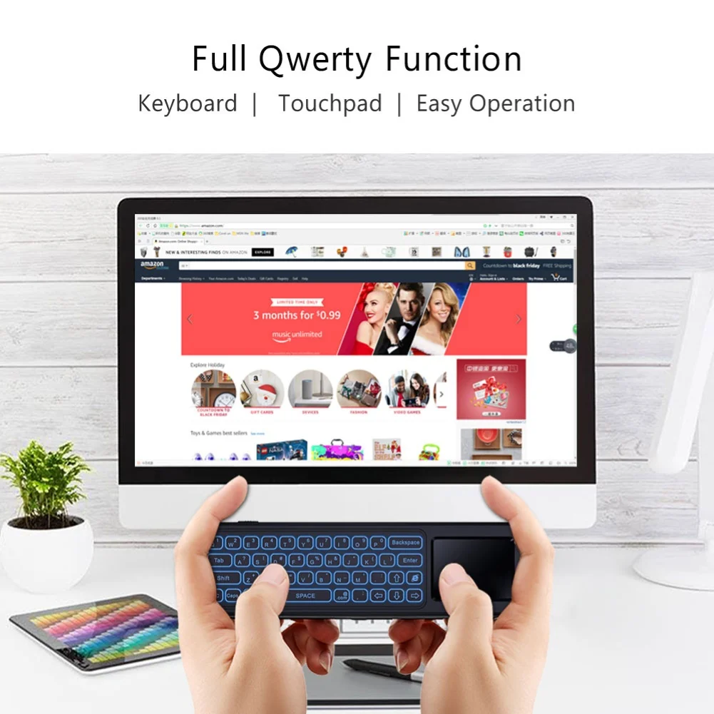 T6 Plus Backlit 2.4GHz Air mouse mini Wireless Keyboard &amp touchpad Remote Control for Android TV Box PC Projector | Электроника