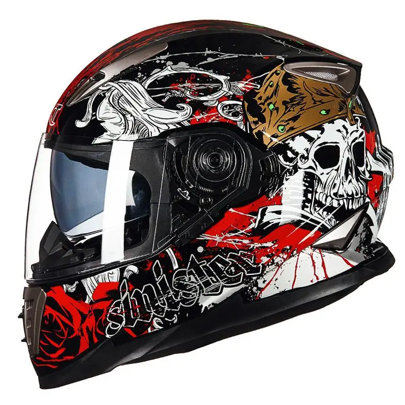 Personality Motorcycle Helmet Racing Modular Dual Lens Motocross Moto Helmet Full Face Helmets Casco Moto Capacete Casque Skull