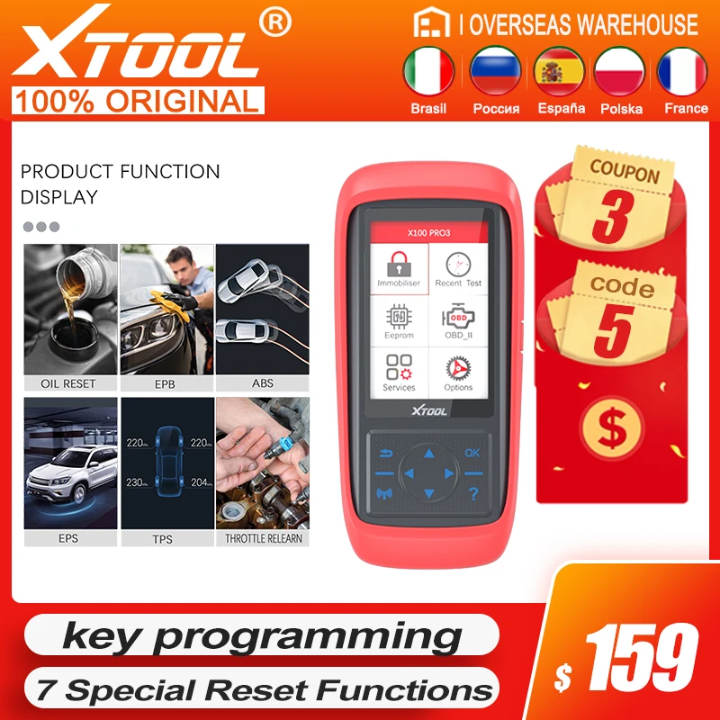 

XTOOL X100 PRO3 pro2 OBD2 Car Key Programmer obd 2 Code Reader With EPB ABS Bleeding TPS reset functions Support free update