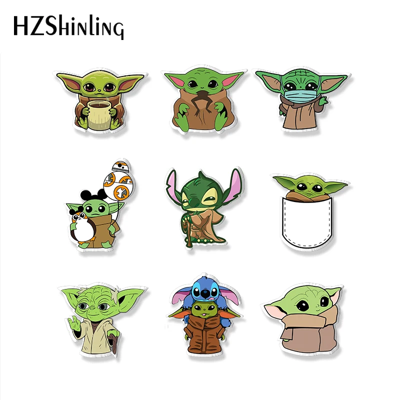 2021 Новое поступление Kawaii Baby Yoda Love Frog Handcraft Lovely and Stitch брошь из акриловой эпоксидной