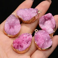natural agates druzy pendants water drop gold plated druzy pendant for trendy jewelry makingwomen necklace earring gifts