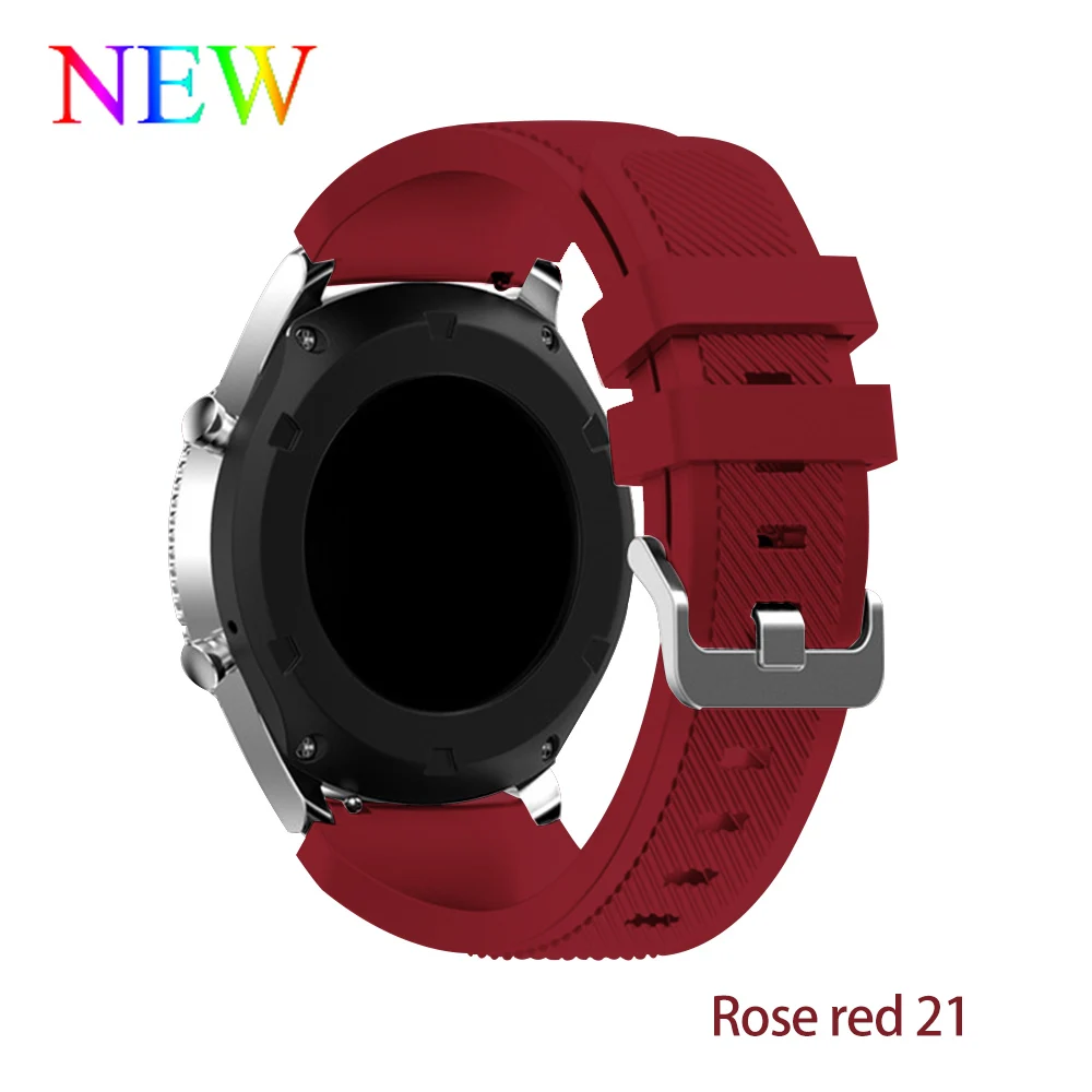 Rose red Для samsung galaxy watch 46 мм 42 мм активный 2 ремешка силиконовый ремень gear S3 frontier huawei watch gt 2 ремешок 22 мм 20 мм ремешок для часов - Цвет ремешка: Rose red