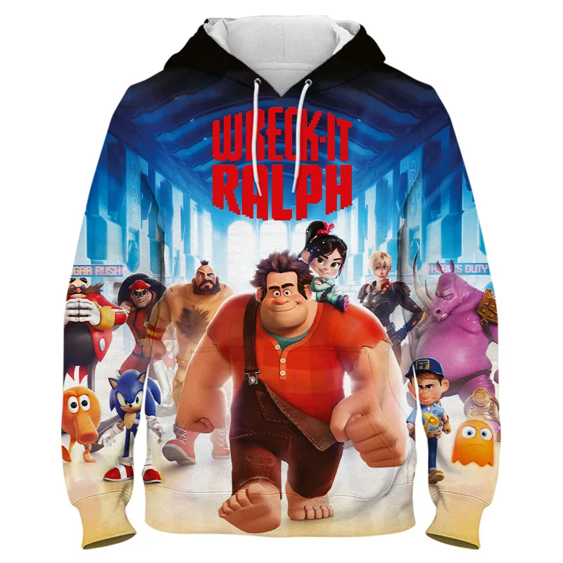 

New Men Women Children Wreck It Ralph Sweatshirts Cartoon Anime Hoodies 3D Print Boy Girl Kids Pullover Fashion Cool Clothing