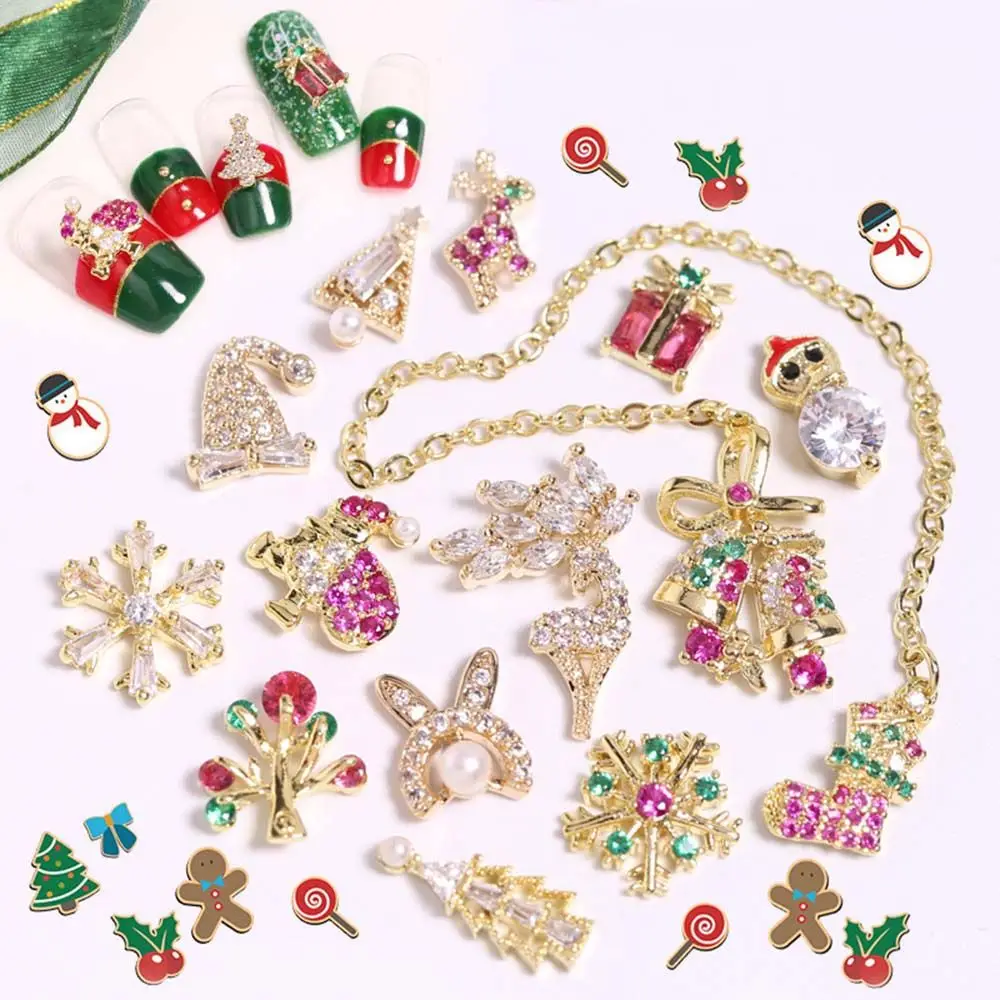 Рождественская тема Стразы для ногтей супер вспышка Циркон снежинка Санта Клаус