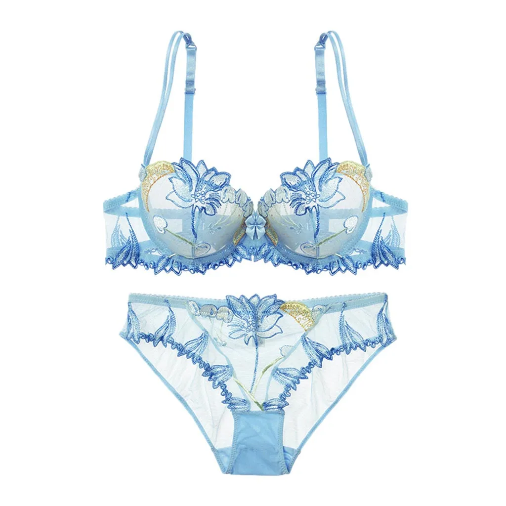 Сексуальный женский комплект нижнего белья прозрачный кружевной с