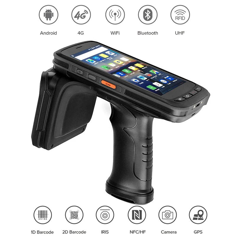 

Android 8.1 Mobile Data Collector 1D / 2D Barcode Scanner IP67 rugged handheld PDA UHF RFID Reader with 3G RAM 32G ROM